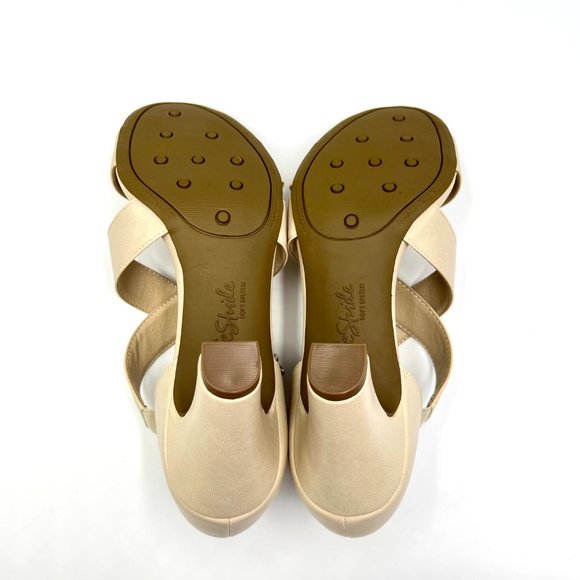 Lifestride Womens Carlyle Beige Cream Nude‎ Tan Faux Vegan Leather Heels Shoes - Picture 9 of 14